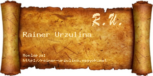 Rainer Urzulina névjegykártya